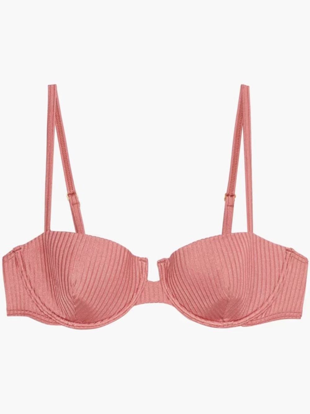 NWT Onia ‘Dalia Ribbed Underwired Bikini Top’ in “Antique Rose” Size XS
